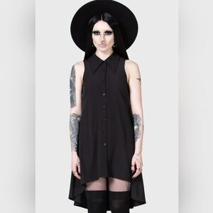 NWT Killstar Olde Night Dress XS Black Sleeveless High Low Dress